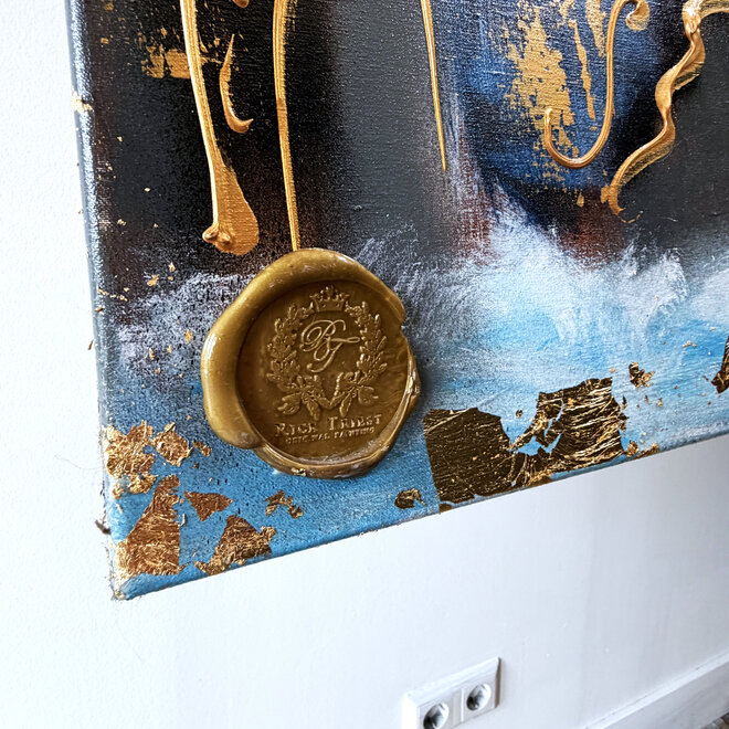 Painting- 100x150cm - Rick Triest - Amsterdam Herengracht -Sky Blue and Gold #7 - Copy