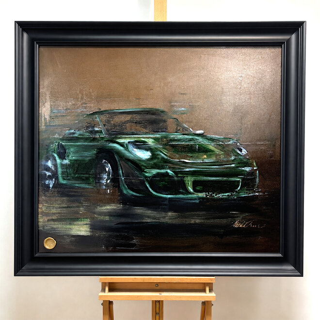 Painting- 90x120x2,5 cm - Rick Triest - Bronze and green Porche 911 #1