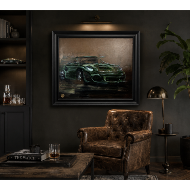 Schilderij- 90x120x2,5 cm - Rick Triest - Bronze and green Porche 911 #1