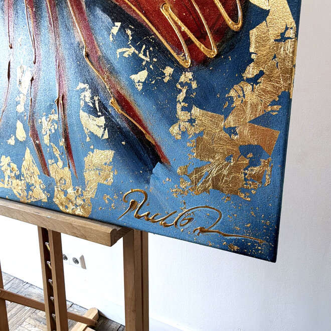Schilderij- 70x100x4,5 cm - Rick Triest - Lobster Time - Red & Gold #2