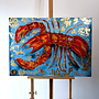 Painting- 70x100x4,5 cm - Rick Triest - Lobster Time - Red & Gold #2