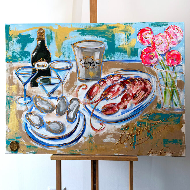 Painting- 90x120x2,5 cm - Rick Triest - Celebration collection - Champagne moment