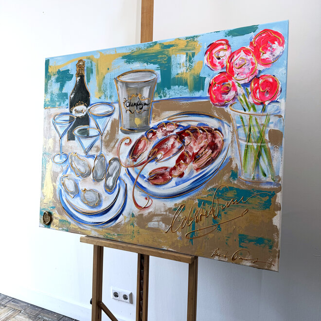 Schilderij- 90x120x2,5 cm - Rick Triest --Celebration collection - Champagne moment