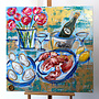 Painting- 100x100x2,5 cm - Rick Triest - Celebration collection - Oysters & Bubbles