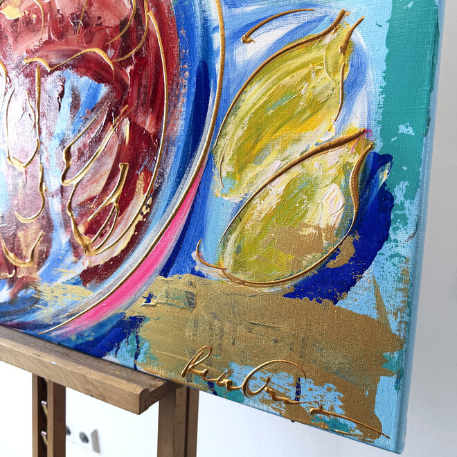 Schilderij- 100x100x2,5 cm - Rick Triest --Celebration collection - Lobster Night