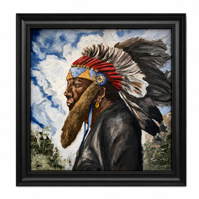 Bearer of the Sky – Original oil painting by Rick Triest – 100 × 100 × 2.5 cm – The Modern Masters Collection