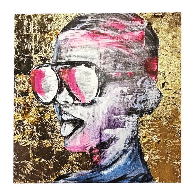 Schilderij – 100×100×2,5cm – Rick Triest – The Modern Masters Collection – Gold Rebel