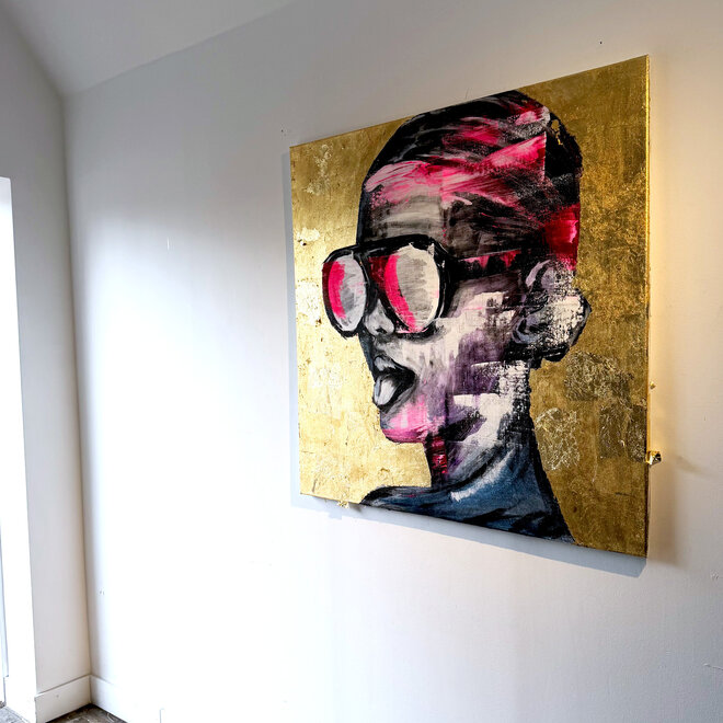 Painting – 100× 100 2.5 cm – Rick Triest – The Modern Masters Collection – Gold Rebel