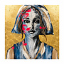 Kaasmeisje – Origineel schilderij van Rick Triest – 100 × 100 × 2,5 cm – The Modern Masters Collection – Acryl, bladgoud en mixed media op canvas
