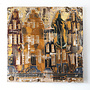 Schilderij- 100x100cm - Rick Triest - Amsterdam LUXURY style -  grachten gevels in omber & Gold #234