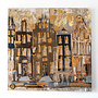 Painting- 100x100cm - Rick Triest - Amsterdam LUXURY style - grachten gevels in omber & Gold #235