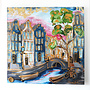Schilderij- 100x100cm - Rick Triest - Amsterdam signature gold series - Prinsengracht