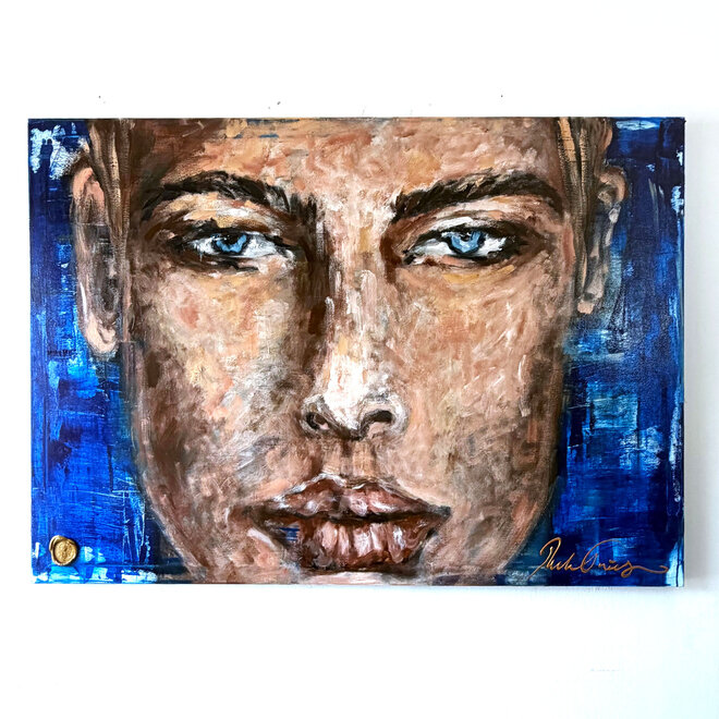 Encounter – The Moment Before Words – Origineel mixed media schilderij op acrylbasis van Rick Triest – 100 × 150 × 4,5 cm – CONNECTED