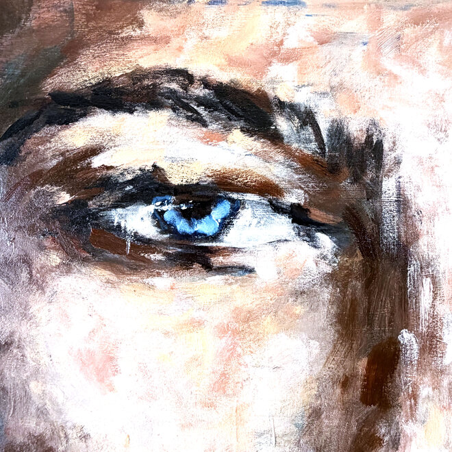 Encounter – The Moment Before Words – Original Mixed Media Painting on Acrylic Base by Rick Triest – 100 × 150 × 4.5 cm – CONNECTED