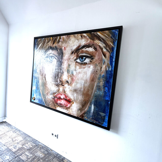 Encounter – A Moment of Connection – Original Mixed Media Painting on Acrylic Base by Rick Triest – 120 × 150 × 4.5 cm – CONNECTED