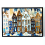 Schilderij- 100x150cm - Rick Triest - Amsterdam Herengracht -Sky Blue and Gold - Reflections OIL paint
