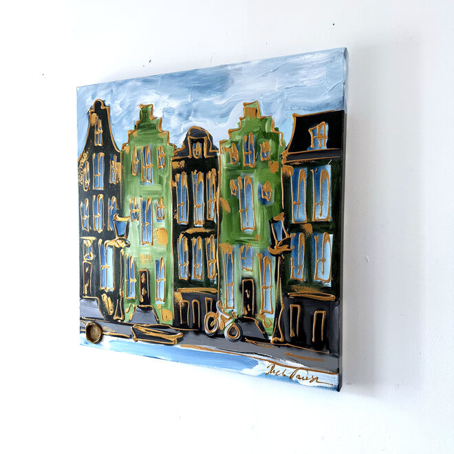 Painting - Rick Triest - 80x80 cm - Amsterdam Signature Gold Series - Blue & Gold # 230