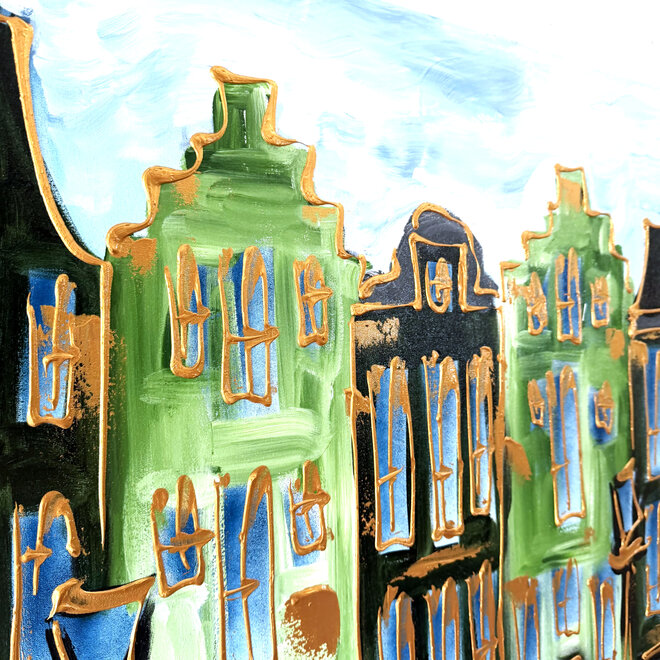 Painting - Rick Triest - 80x80 cm - Amsterdam Signature Gold Series - Blue & Gold # 230