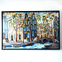 Schilderij- Rick Triest - 120x200 cm - Amsterdam Signature Gold Series - Prinsengracht - Blue & Gold - 3