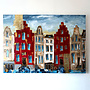 Schilderij- 100x150cm - Rick Triest - Amsterdam Herengracht -Sky Blue and Gold #1429