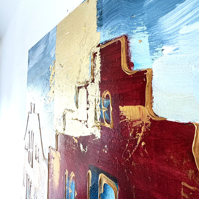 Painting- 100x150cm - Rick Triest - Amsterdam Herengracht -Sky Blue and Gold #1429