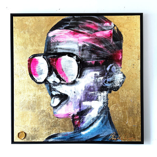 Schilderij – 100×100×2,5cm – Rick Triest – The Modern Masters Collection – Gold Rebel