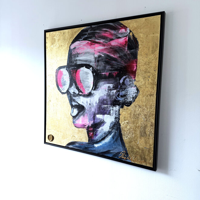 Gold Rebel – Original painting by Rick Triest – 100 × 100 × 2.5 cm – The Modern Masters Collection – Acrylic, gold leaf, and mixed media on canvas