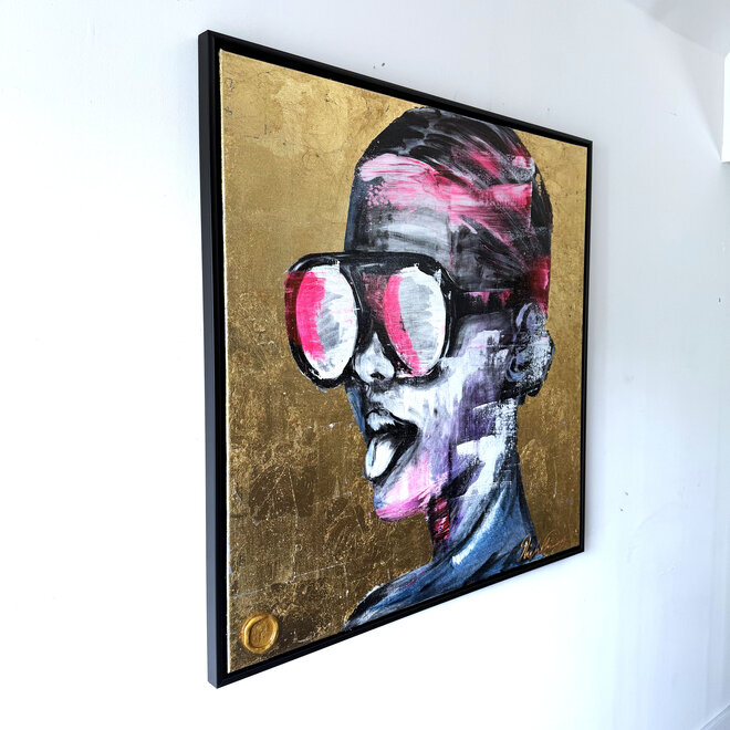 Gold Rebel – Original painting by Rick Triest – 100 × 100 × 2.5 cm – The Modern Masters Collection – Acrylic, gold leaf, and mixed media on canvas