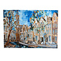 Schilderij- 100x150cm - Rick Triest - Amsterdam Herengracht -Sky Blue and Gold #15 - Westertoren