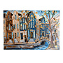 Schilderij- 100x150cm - Rick Triest - Amsterdam Herengracht -Sky Blue and Gold #17