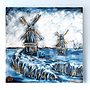 Hollandse Molen – Delft Blue Heritage. – Origineel schilderij van Rick Triest – 100 × 100 × 2,5 cm – HOLLANDS LICHT