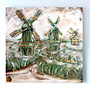 Hollandse Molen – Aan de Zaan – Origineel schilderij van Rick Triest – 100 × 100 × 2,5 cm – HOLLANDS LICHT