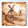 Hollandse Molen – Rembrandt Umber – Origineel schilderij van Rick Triest – 100 × 100 × 2,5 cm – HOLLANDS LICHT