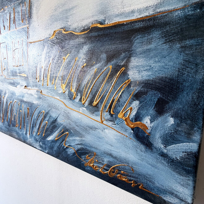 Dutch Windmill – Delft Blue – Original Painting by Rick Triest – 100 × 100 × 2.5 cm – HOLLANDS LICHT