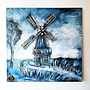 Dutch Windmill – Delft Blue – Original Painting by Rick Triest – 100 × 100 × 2.5 cm – HOLLANDS LICHT
