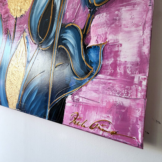 Painting  - 100x150 cm - Rick Triest - Tulpenmanie - Compositie van tulpen met goud #18