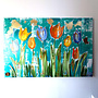 Painting  - 100x150 cm - Rick Triest - Tulpenmanie - Compositie van tulpen met goud #15