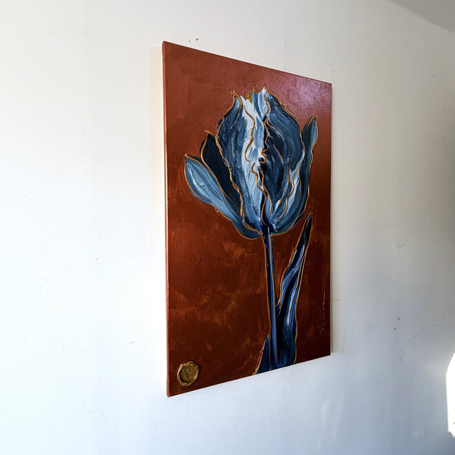 Schilderij -60x100 cm -Rick Triest - Tulpenmanie - Inspired by Dutch masters- Copper & Gold
