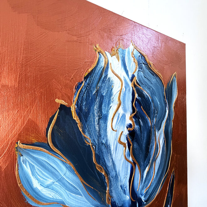 Painting  - 60x100 cm -Rick Triest - Tulip mania - Inspired by Dutch masters - Copper & Gold