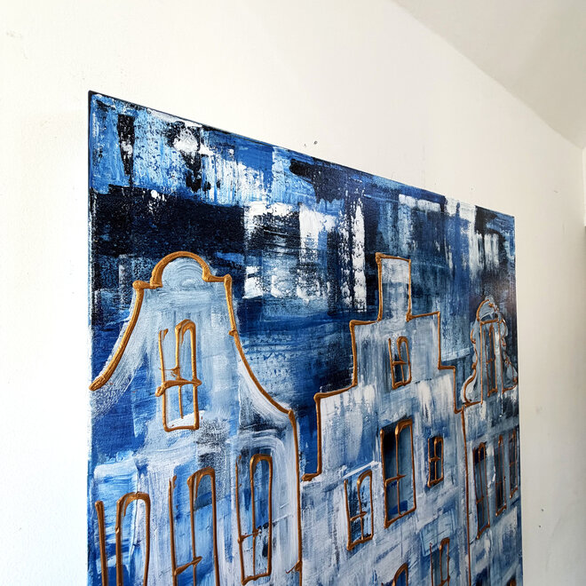 Painting- 100x150cm - Rick Triest - Amsterdam Herengracht -Sky Blue and Gold #12