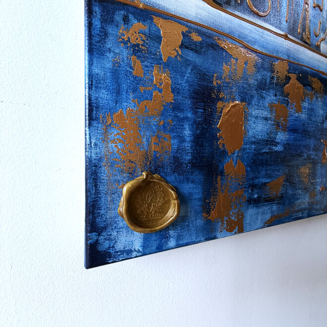 Schilderij- 100x150cm - Rick Triest - Amsterdam Herengracht -Sky Blue and Gold #11