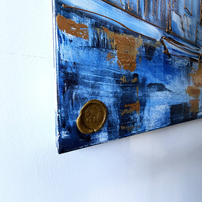 Painting- 100x150cm - Rick Triest - Amsterdam Herengracht -Sky Blue and Gold #10