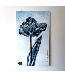 Schilderij - 60 x100 cm - Tulpenmanie - Inspired by Dutch masters - Hollands Delfts Blauw #12