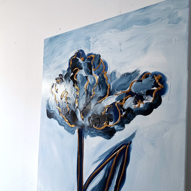 Schilderij -60x100 cm -Rick Triest - Tulpenmanie - Inspired by Dutch masters - Hollands Delfts Blauw #12