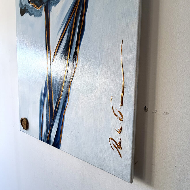 Schilderij -60x100 cm -Rick Triest - Tulpenmanie - Inspired by Dutch masters - Hollands Delfts Blauw #12