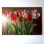 Schilderij -100x150 cm -Rick Triest - Tulpenmanie - Inspired by Dutch masters - Bronze paint - Red Tulips #1