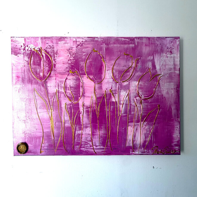Schilderij -70x100 cm - Tulpenmanie - Contemporary tulip composition #16