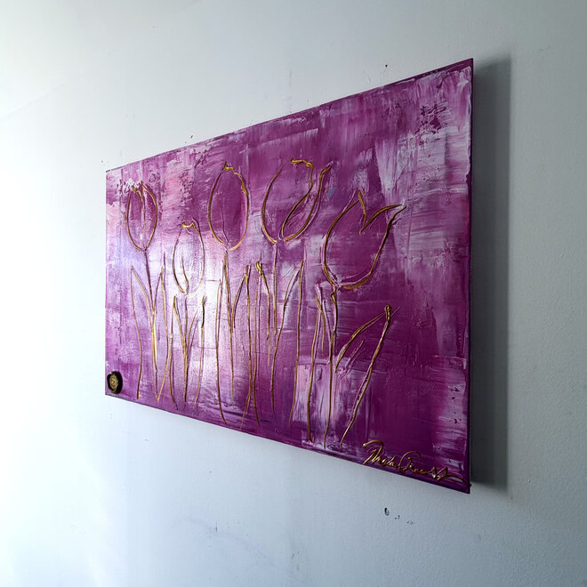 Painting  - 70x100 cm - Rick Triest  - Contemporary tulip composition #16