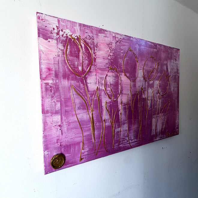 Painting  - 70x100 cm - Rick Triest  - Contemporary tulip composition #16