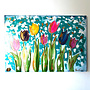 Schilderij - 100x150 cm - Rick Triest - Tulpenmanie - Compositie van tulpen met goud #20